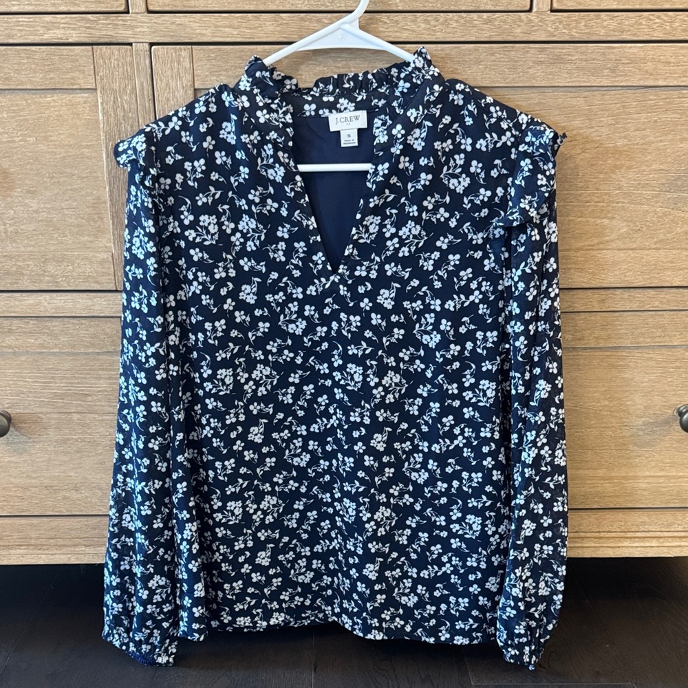 Jcrew Factory Dark Blue Floral Blouse